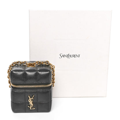 Saint Laurent Lambskin Cassandre Matelasse Carre Mini Cube On Chain Black 11 of 11