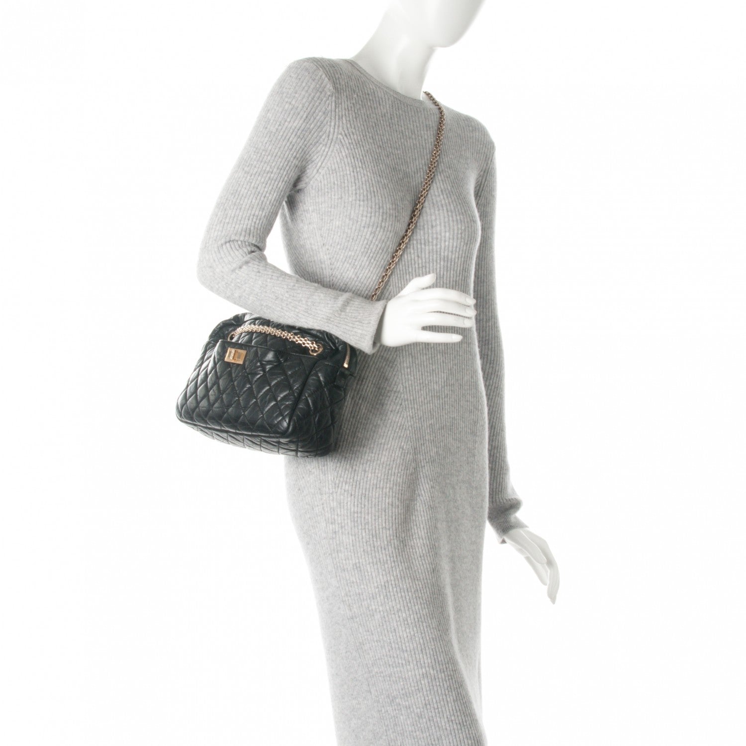 Chanel Aged Calfskin Quilted Medium Reissue Camera Case Black 2 of 6