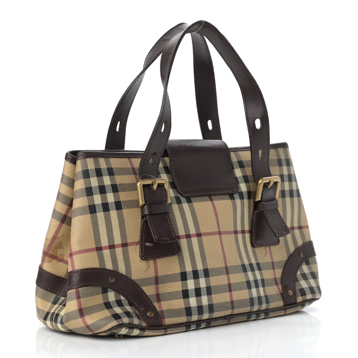 Burberry Haymarket Check Buckle Satchel Chocolate 2 of 13