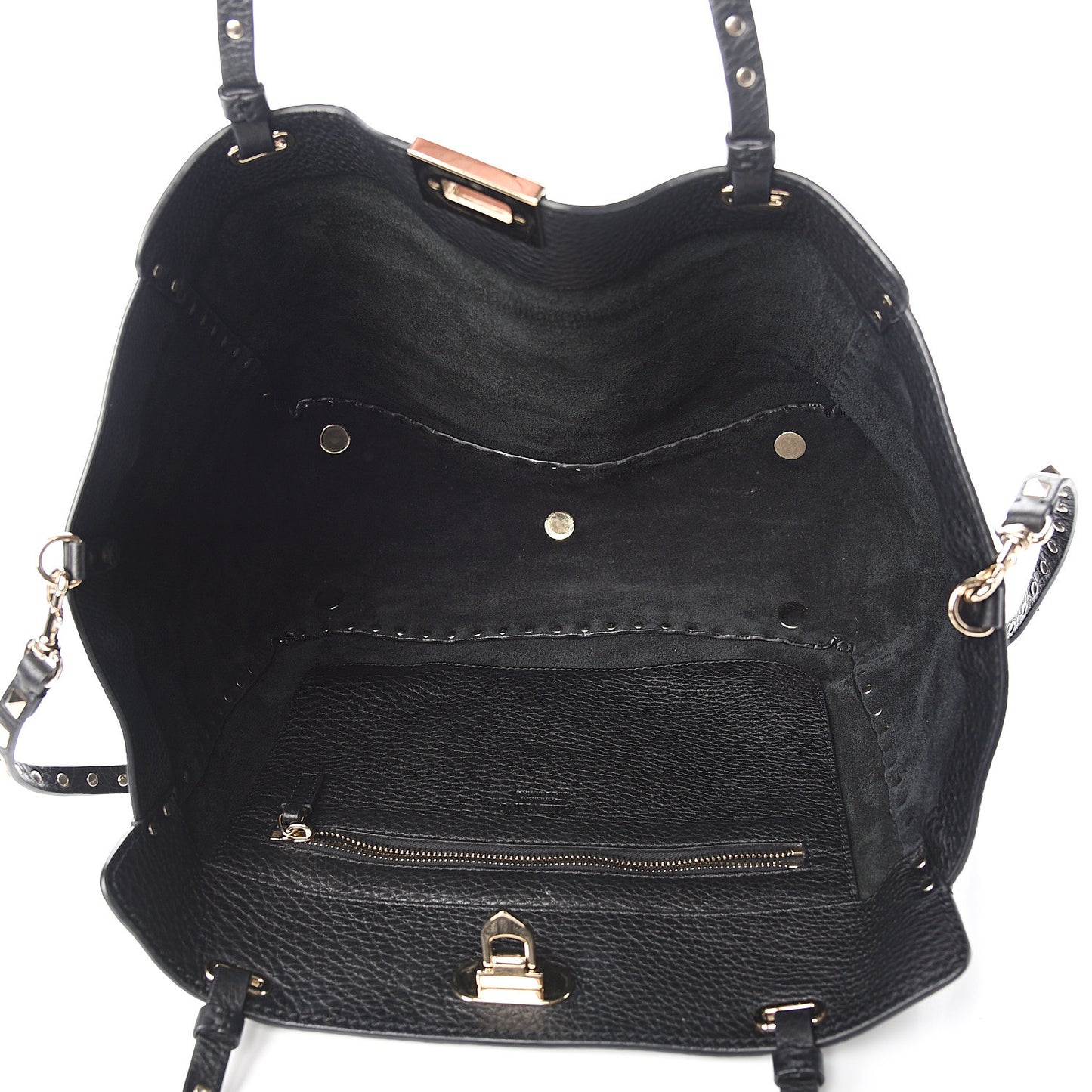 Alce Printed Calfskin Medium Rockstud Tote Black