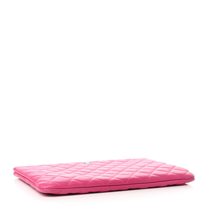 Chanel Lambskin Quilted Medium Cosmetic Case Dark Pink 4 of 6