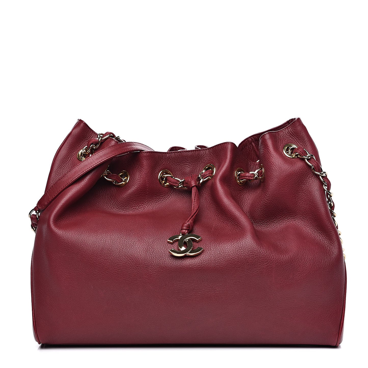 Deerskin Drawstring Shoulder Bag Red