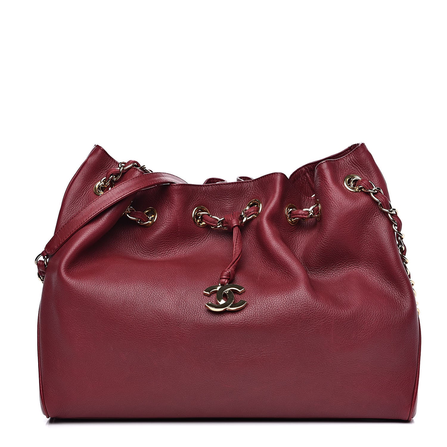 Chanel Deerskin Drawstring Shoulder Bag Red 1 of 12
