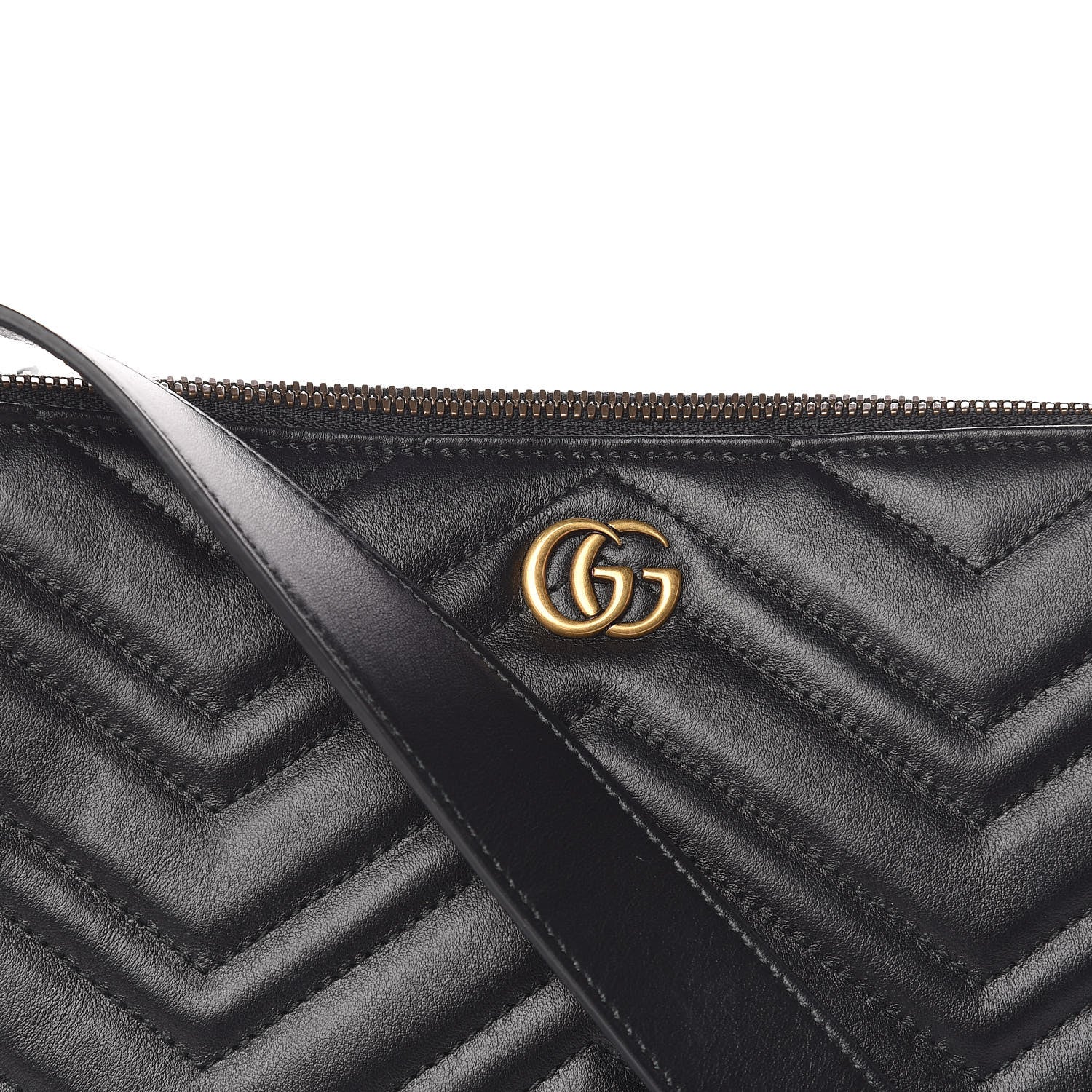 Gucci Calfskin Matelasse GG Marmont Flat Messenger Bag Black 11 of 13