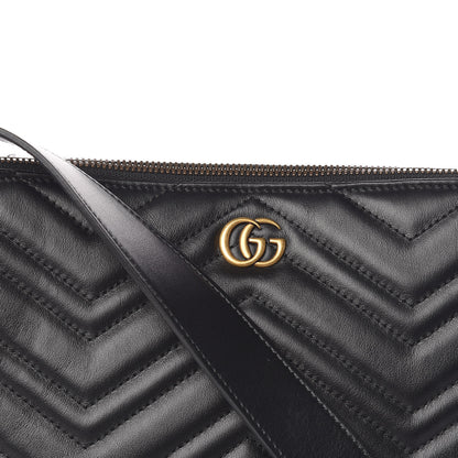 Gucci Calfskin Matelasse GG Marmont Flat Messenger Bag Black 11 of 13