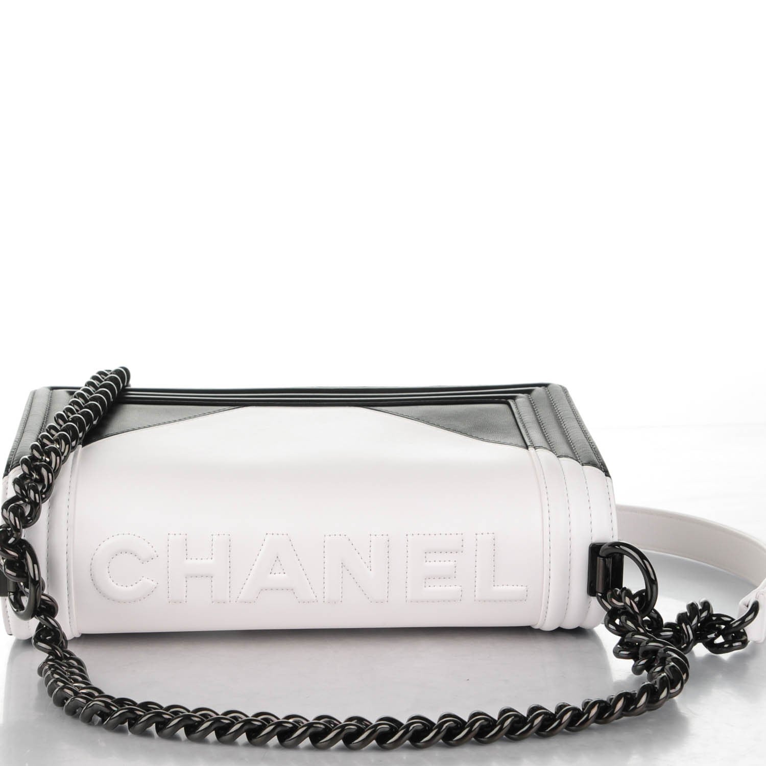 Chanel Calfskin Medium Bi-Color Boy Flap Black White 5 of 9