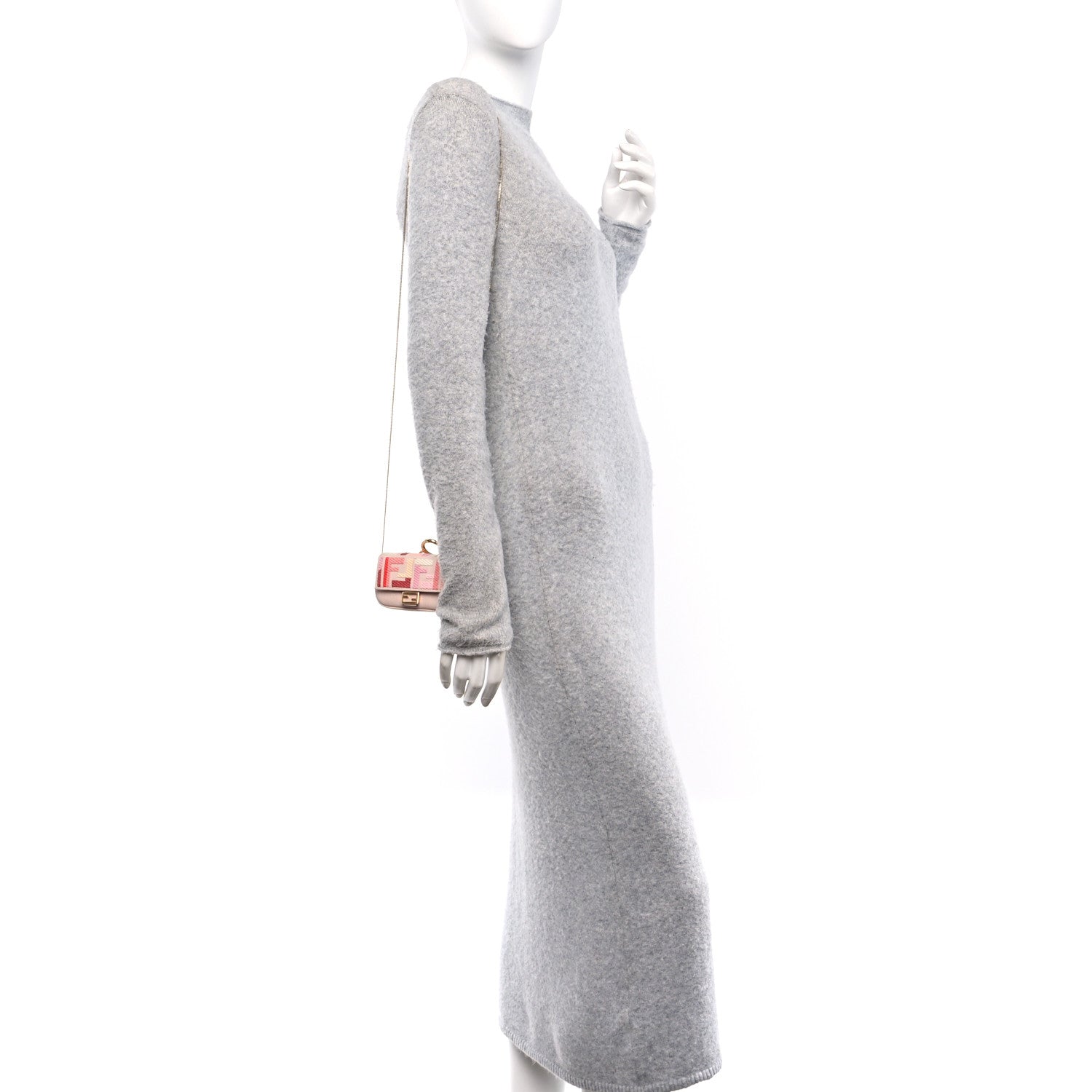 Fendi Canvas Vitello King FF Multicolor Embroidered Nano Baguette Charm Rosa Quarzo Bloody Mary Multicolor 2 of 10