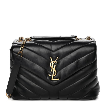 Saint Laurent Calfskin Y Quilted Monogram Small Loulou Chain Satchel Black 1 of 16