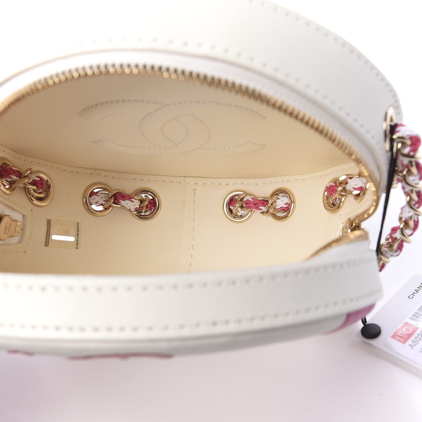 Lambskin Coco Lifesaver Round Bag Pink White
