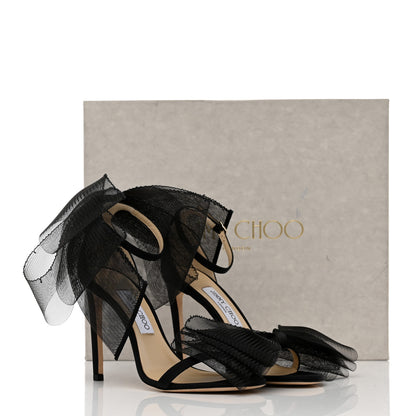 Jimmy Choo Grosgrain Aveline Bow 100 Sandals 38.5 Black 8 of 8