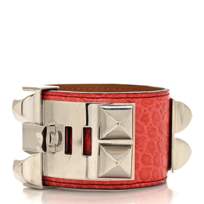 Hermes Shiny Alligator Collier De Chien CDC Bracelet S Geranium 3 of 6