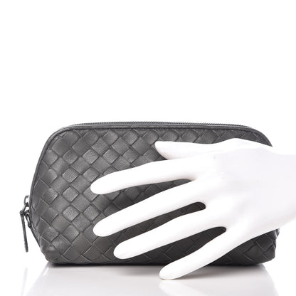Bottega Veneta Nappa Intrecciato Cosmetic Pouch Grey 2 of 11