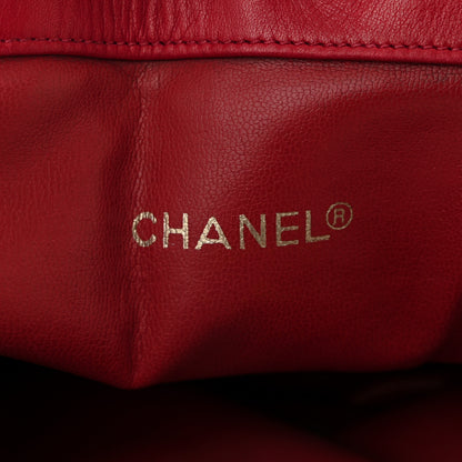 Chanel Lambskin Diamond Stitched CC Drawstring Shoulder Bag Red 6 of 12