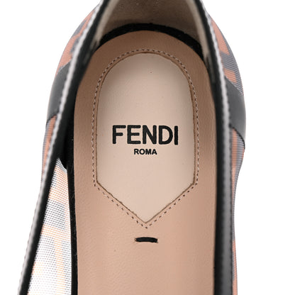 Fendi Mesh FF Skimmer Ballerina Flats 37 Tobacco Moro Black 7 of 9