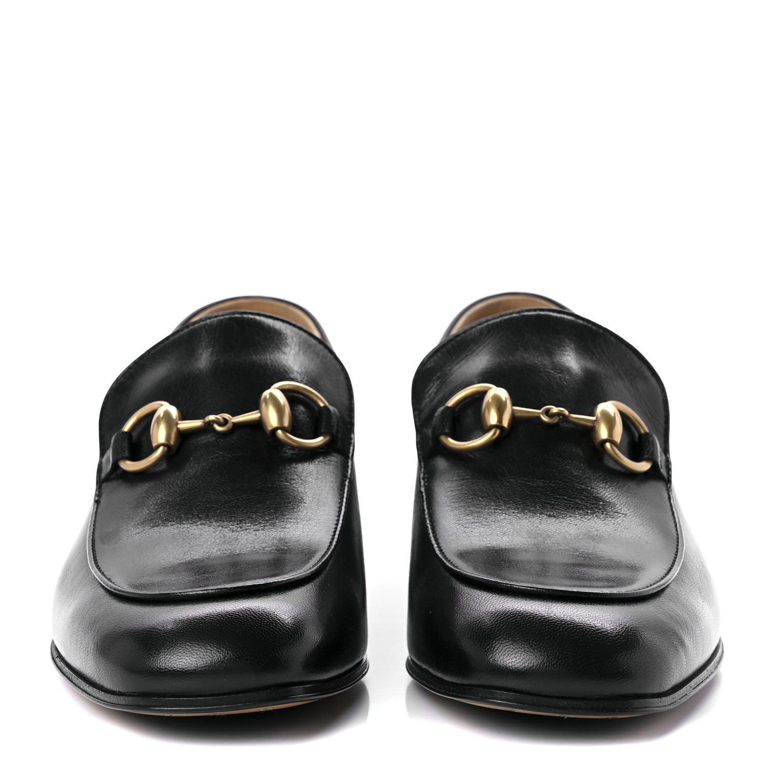 Gucci Goatskin Womens Horsebit Mid-Heel Loafers 37 Black 2 of 8