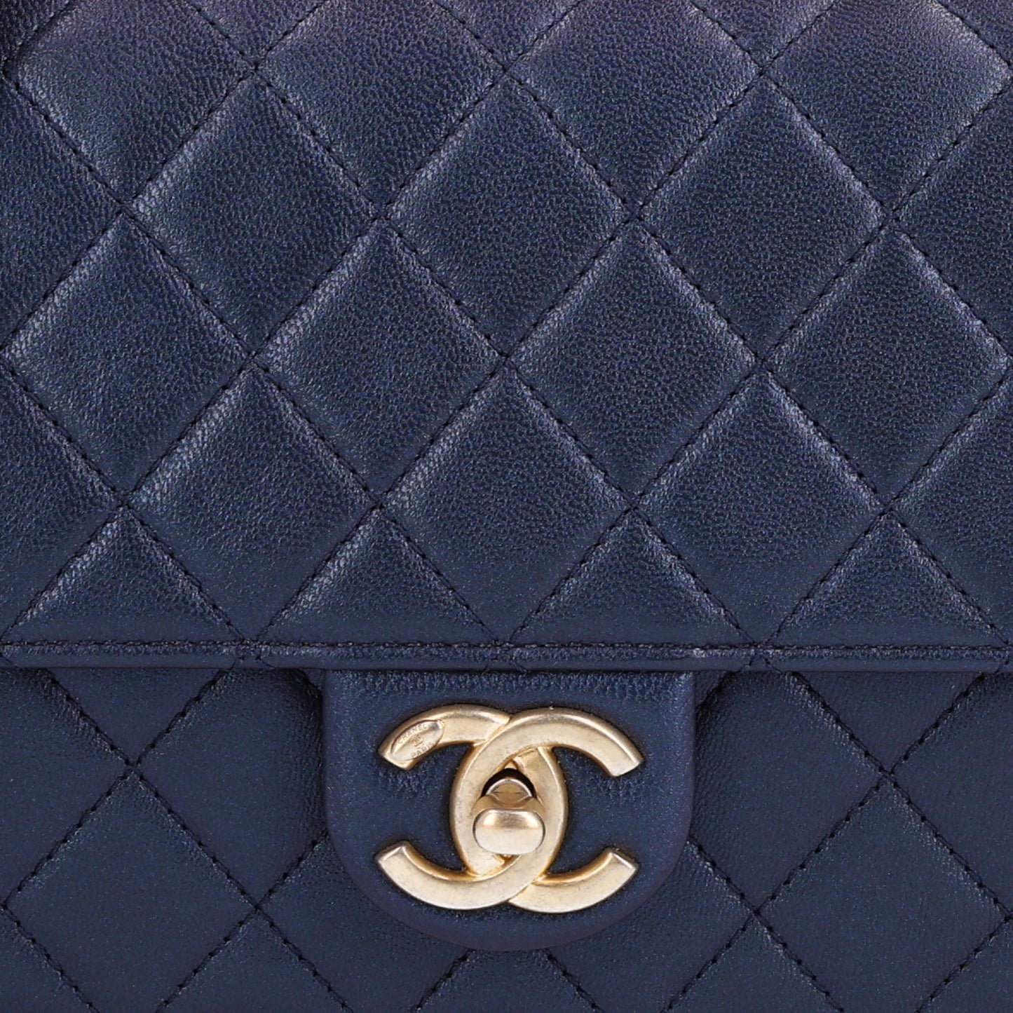 Iridescent Lambskin Quilted Small Chic Pearls Flap Blue