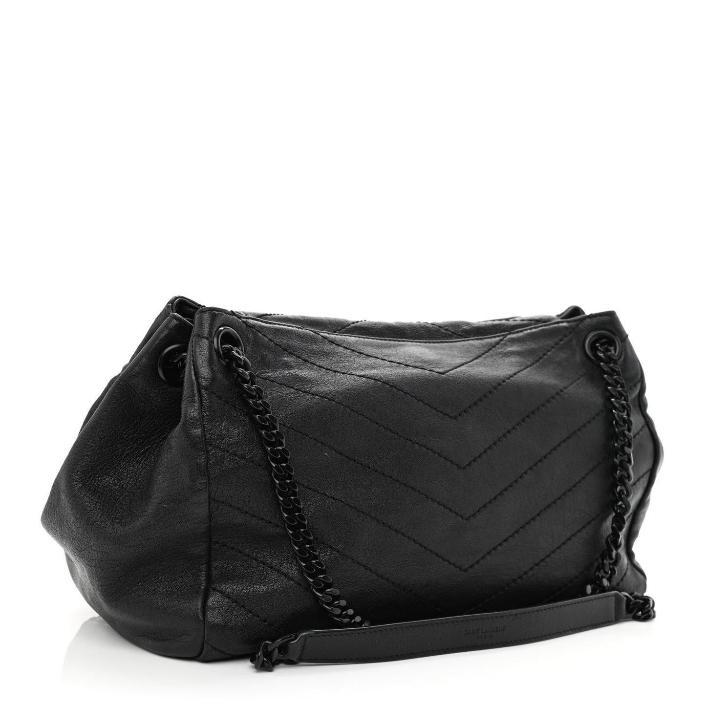 Vintage Lambskin Chevron Monogram Medium Nolita Black
