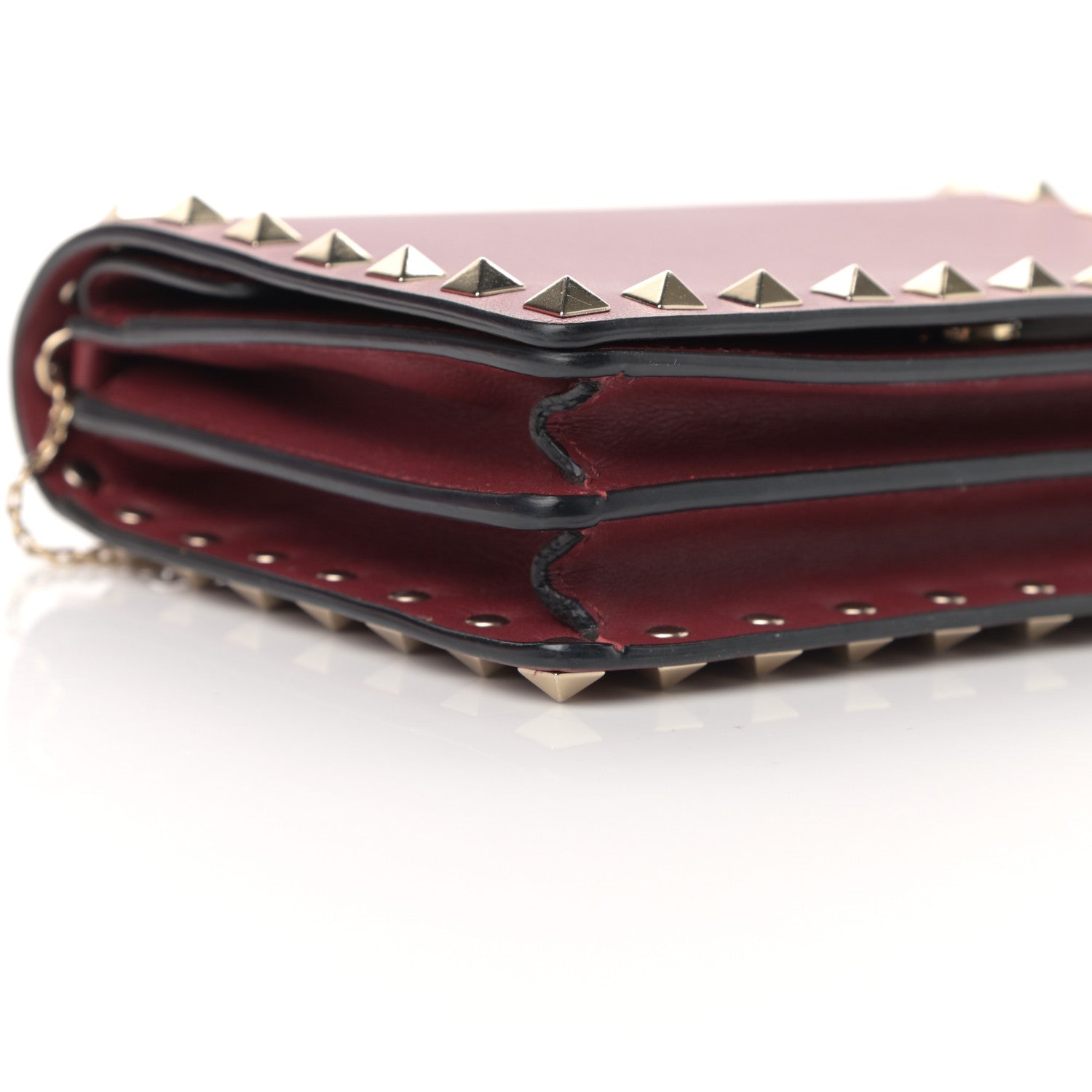 Valentino Garavani Calfskin Rockstud Wallet on Chain Camelia 9 of 13