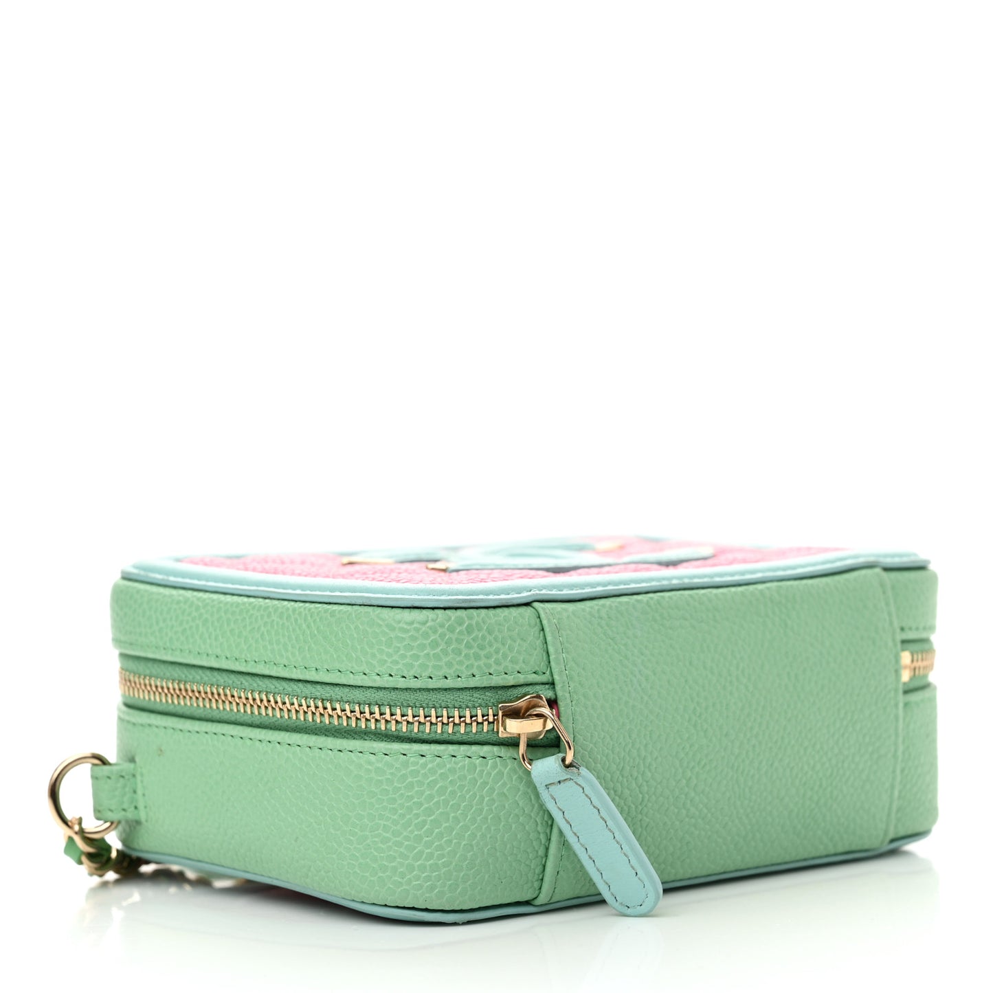 Caviar Quilted Filigree Vanity Clutch With Chain Pink Light Blue Green