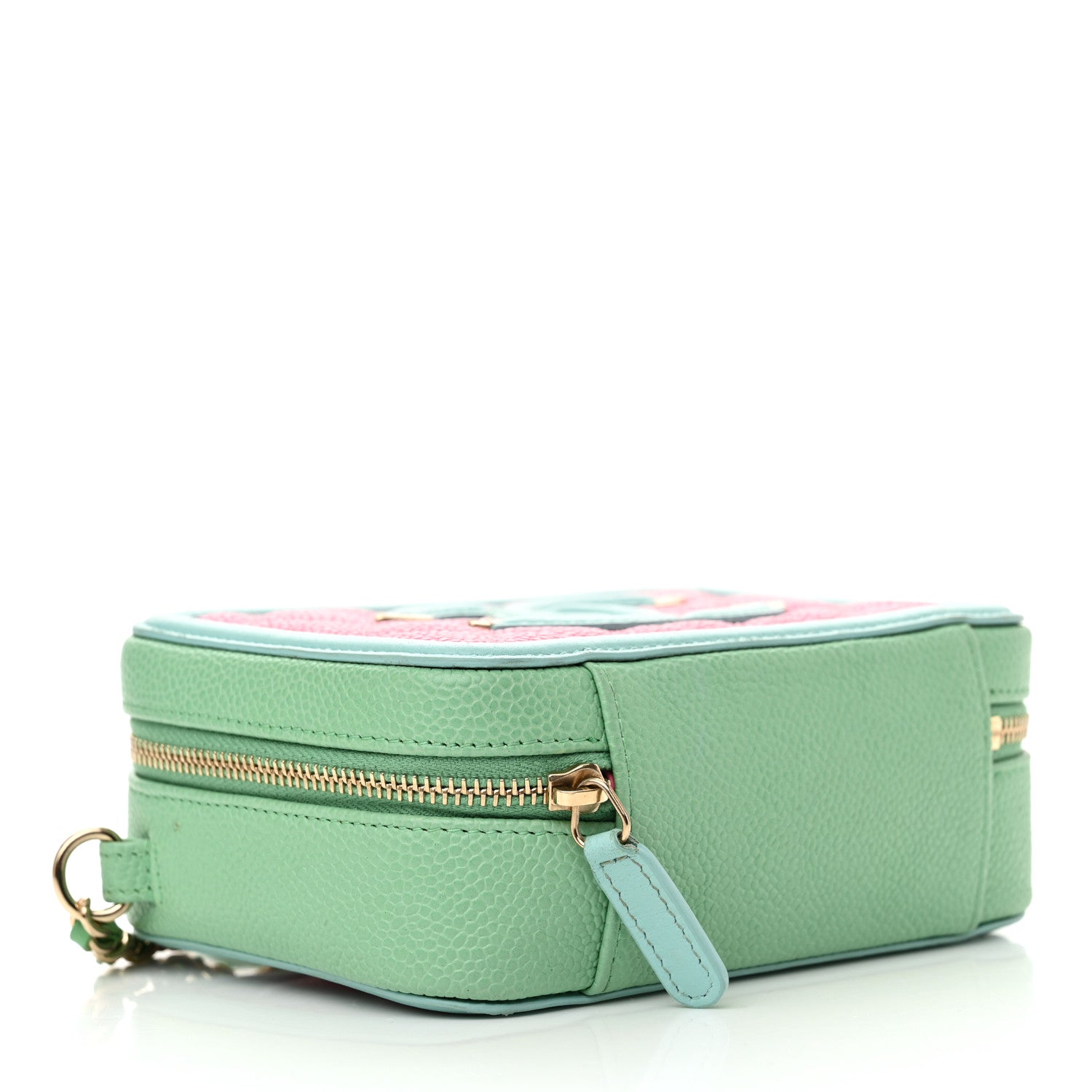 Chanel Caviar Quilted Filigree Vanity Clutch With Chain Pink Light Blue Green 4 of 11