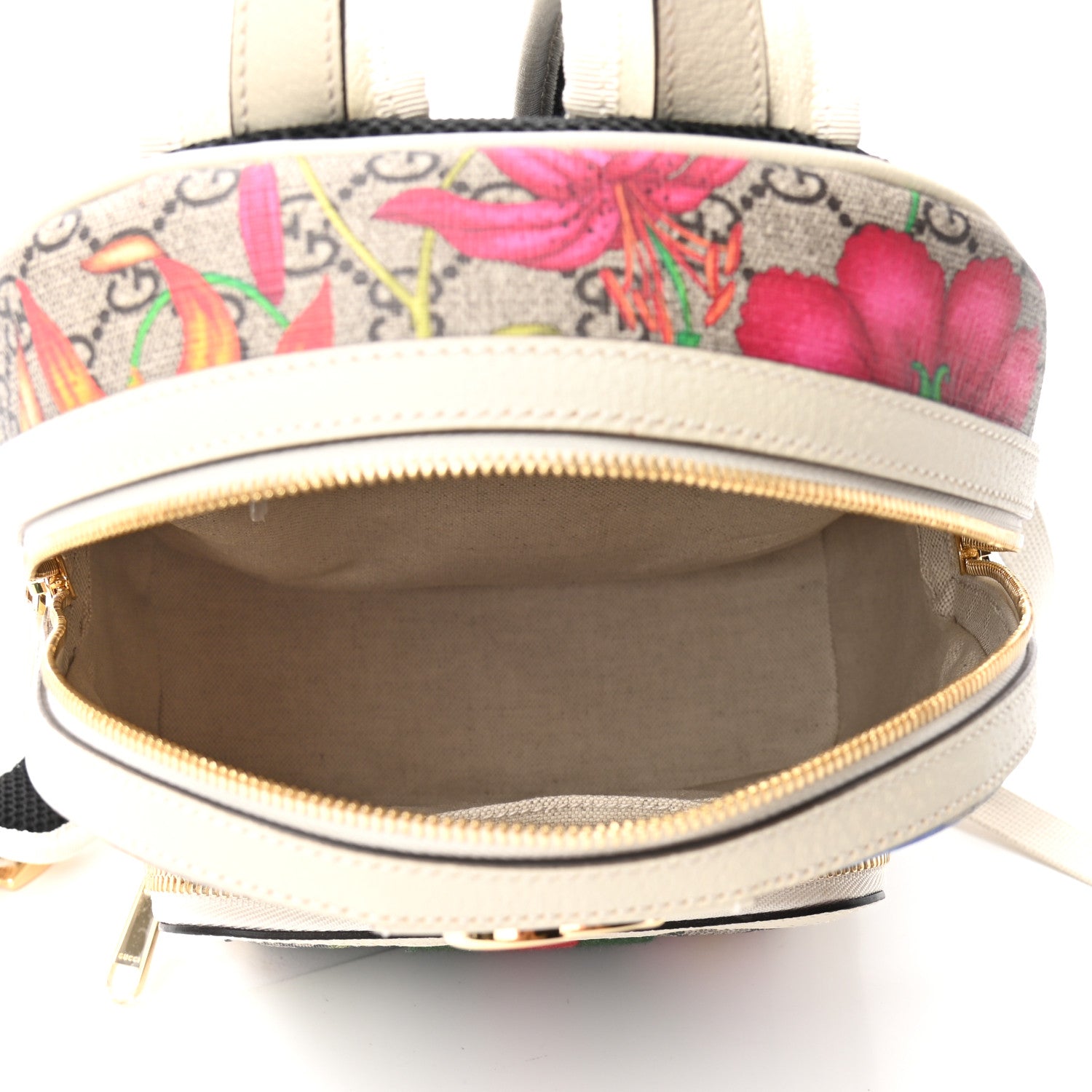 Gucci GG Supreme Monogram Flora Web Small Ophidia Day Backpack White 5 of 9
