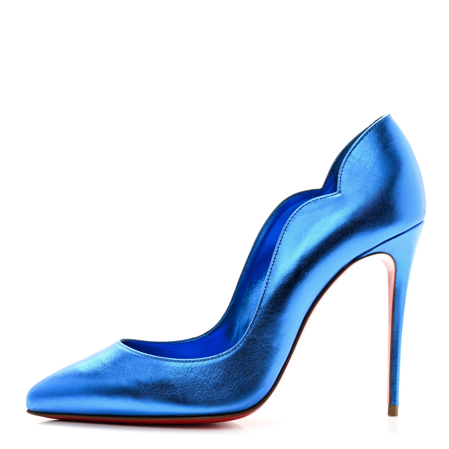 Christian Louboutin Metallic Patent Hot Chick 100 Pumps 37 Blue 1 of 10