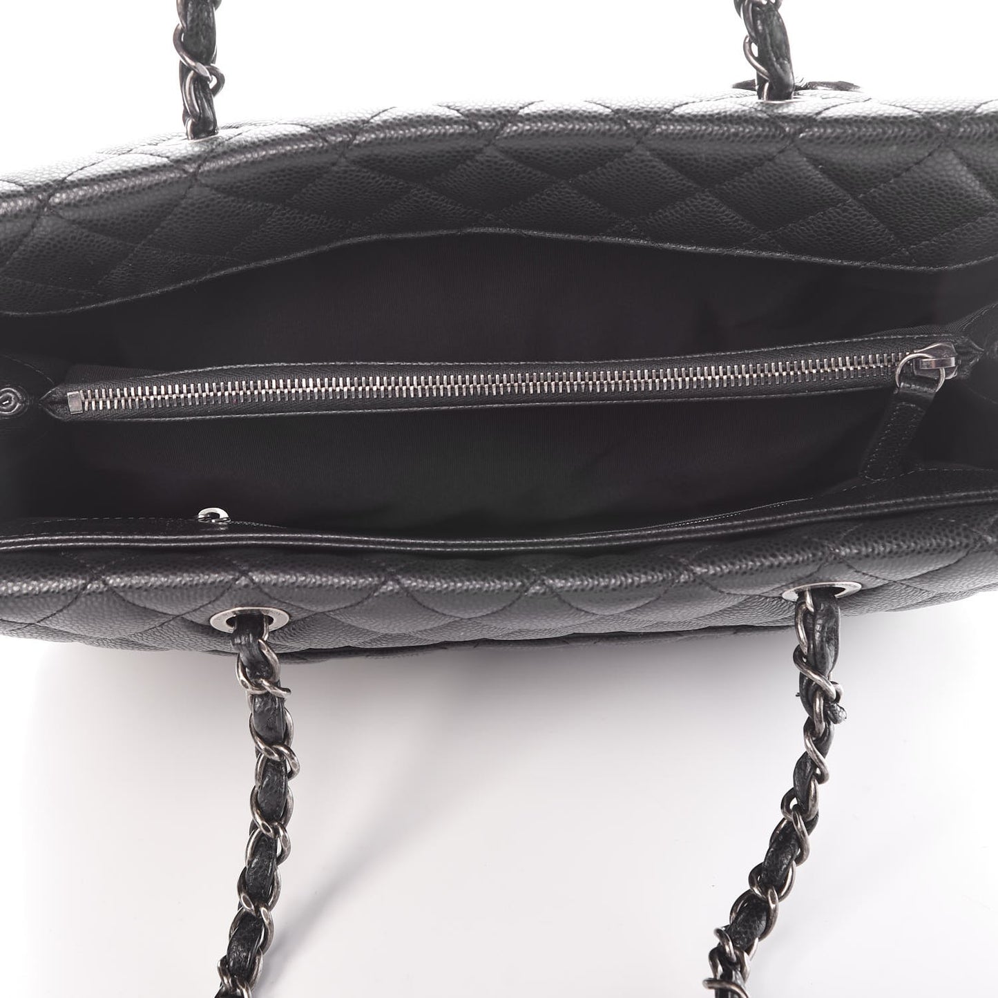 Caviar Quilted City Shopping Tote Black