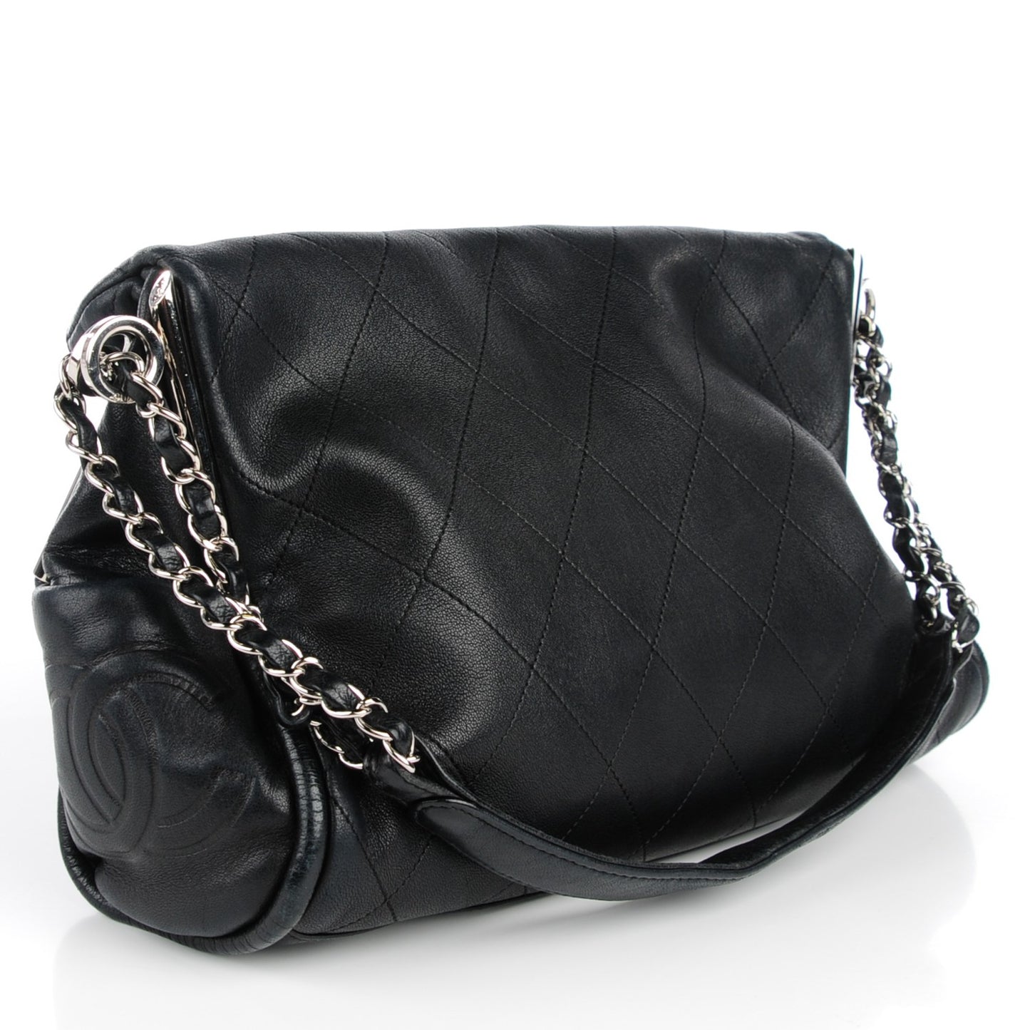 Lambskin Stitched Medium Ultimate Soft Tote Black