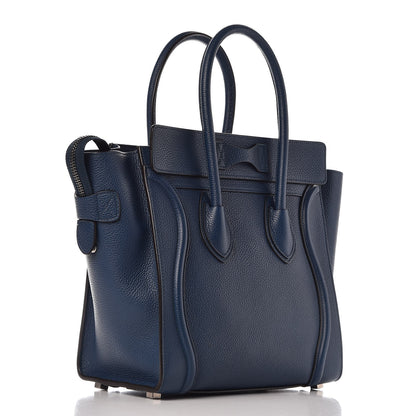 Celine Baby Drummed Calfskin Micro Luggage Petrol 3 of 9