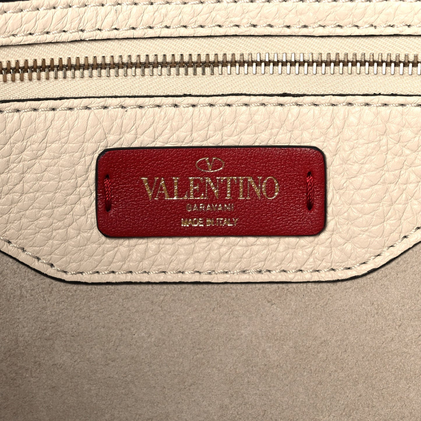 Grained Calfskin Small Rockstud Shoulder Tote Light Ivory