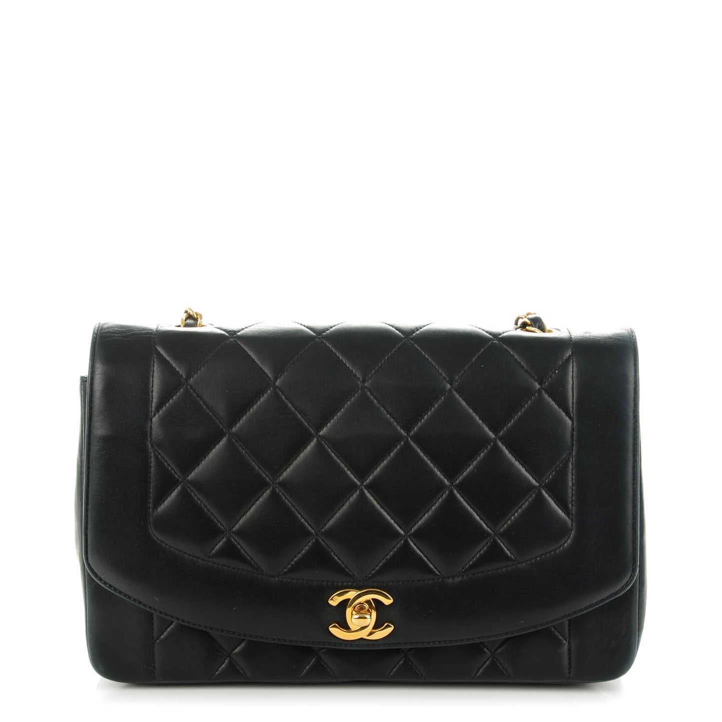Lambskin Medium Single Flap Black