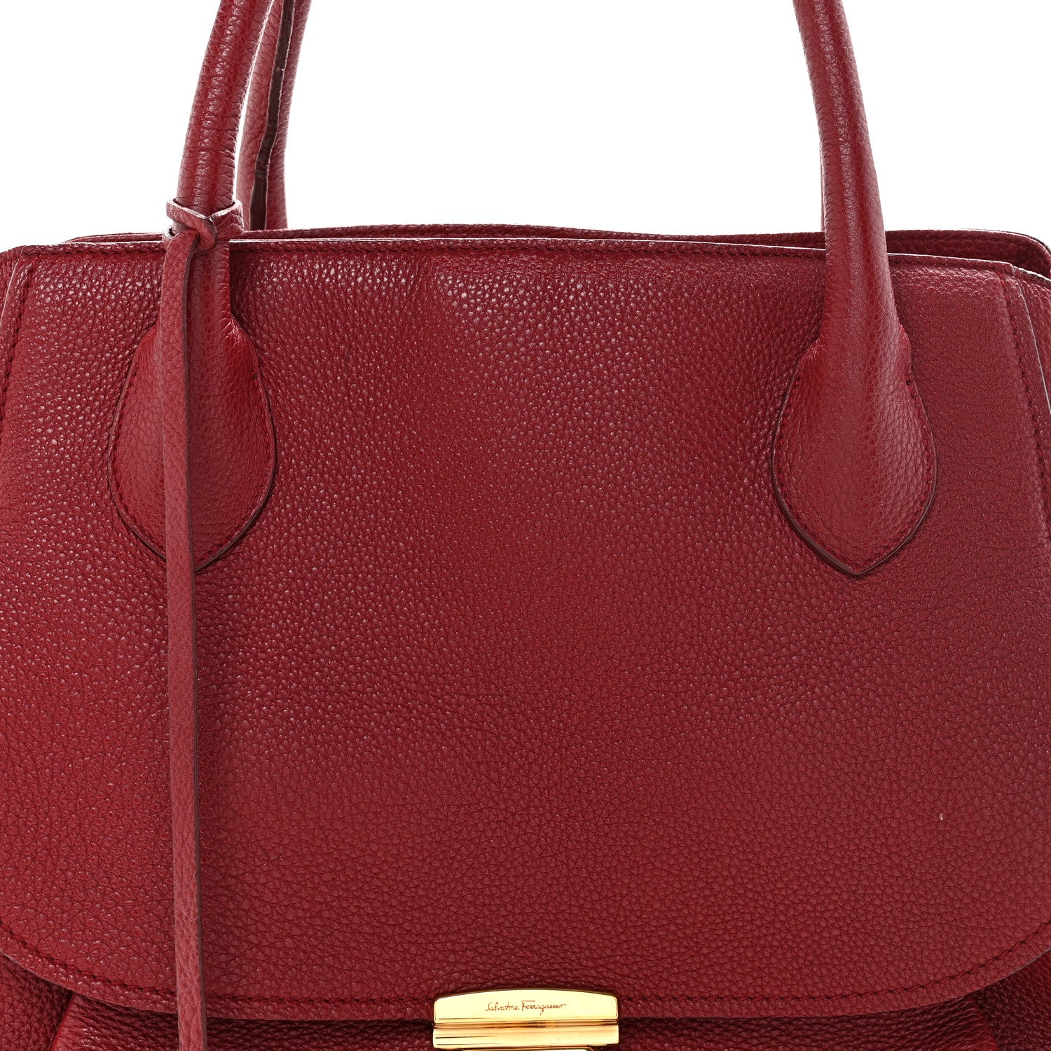 Salvatore Ferragamo Pebbled Calfskin East West Fiamma Bag Red 9 of 15
