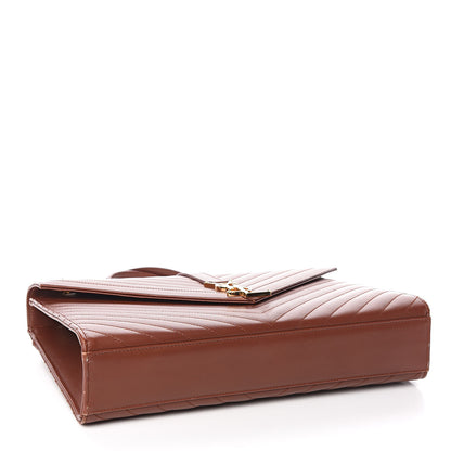 Saint Laurent Smooth Calfskin Matelasse Chevron Large Monogram Satchel Tan 4 of 10