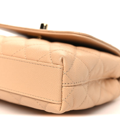 Chanel Caviar Quilted Coco Handle Clutch With Chain Beige 10 of 10