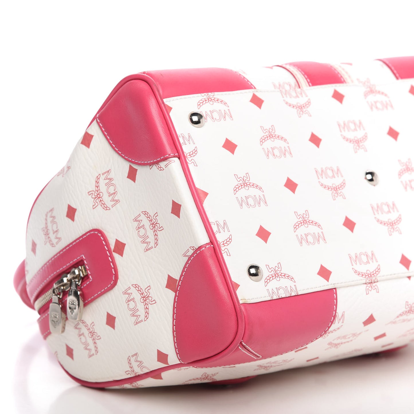 Visetos Medium Boston Bag Pink White