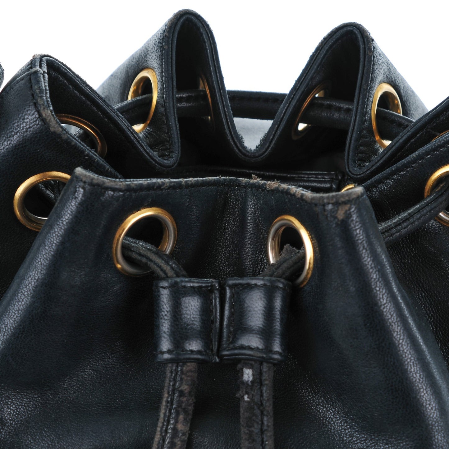 Lambskin CC Drawstring Bag Black