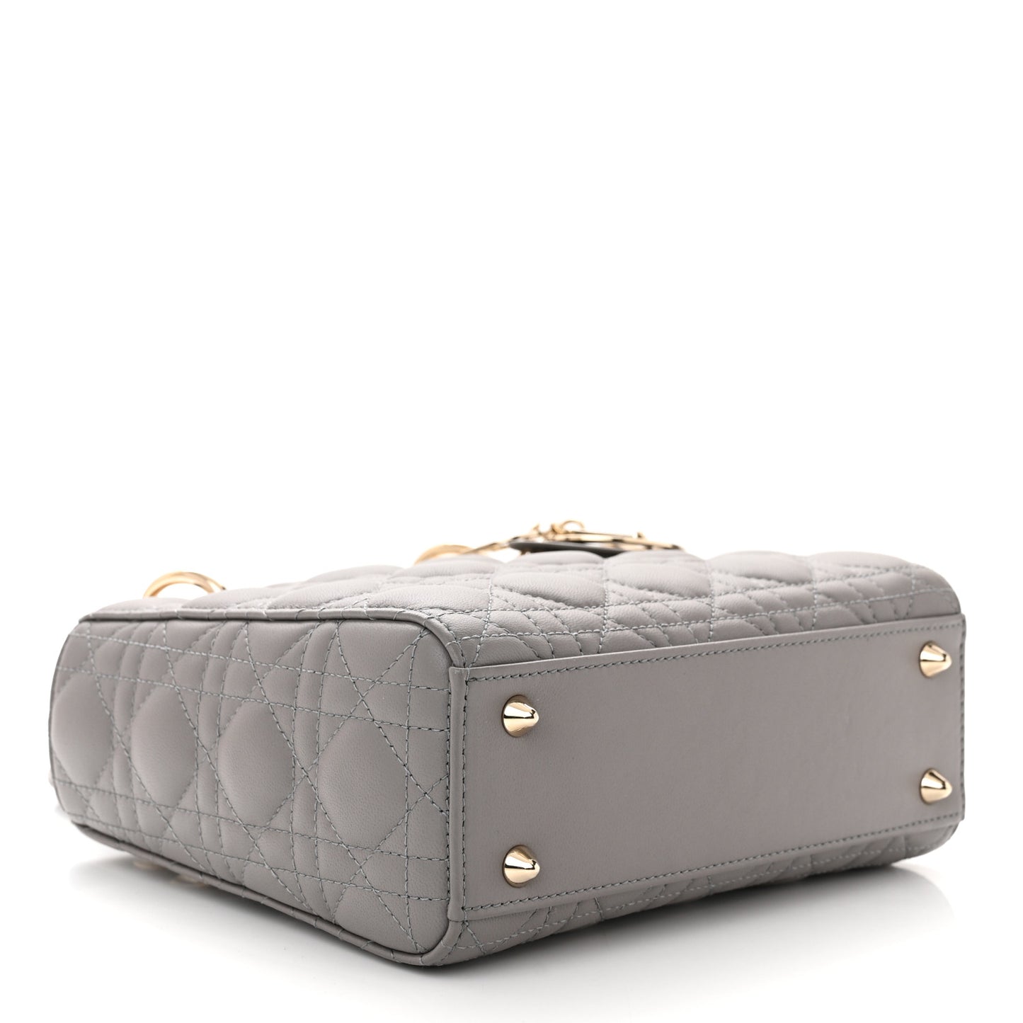 CHRISTIAN DIOR Lambskin Cannage Small My ABCDior Lady Dior Grey