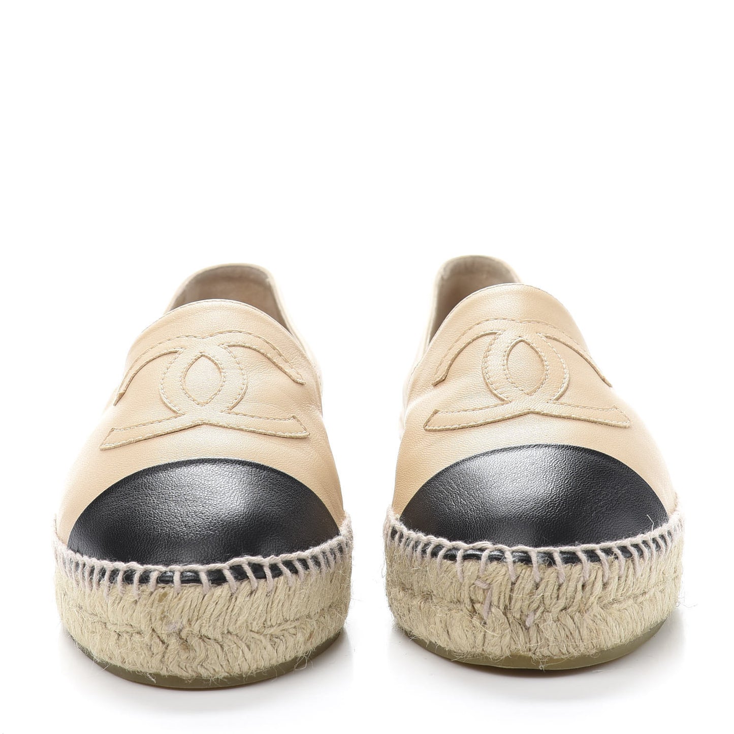 Lambskin CC Espadrilles 37 Beige Black