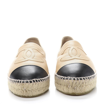Chanel Lambskin CC Espadrilles 37 Beige Black 2 of 9