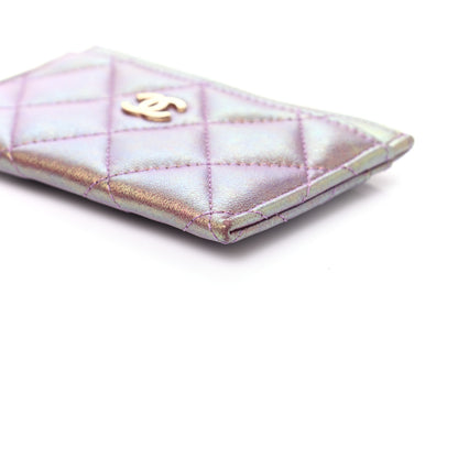 Chanel Iridescent Lambskin Quilted Card Holder Purple 20 of 24