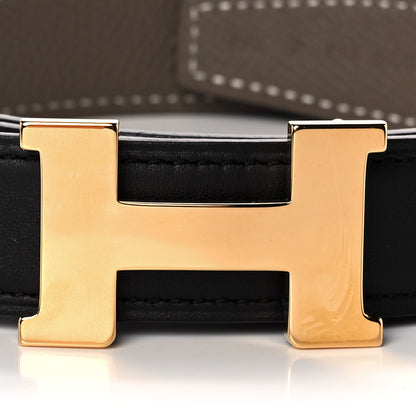 Hermes Swift Epsom 24mm Mini Constance H Belt 85 Black Etoupe 5 of 6