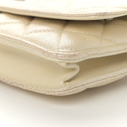 Chanel Iridescent Caviar Quilted Wallet On Chain WOC Ivory 11 of 14