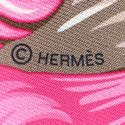 Hermes Silk La Danse Pacifique Twilly Orange Fuchsia Kaki 4 of 4