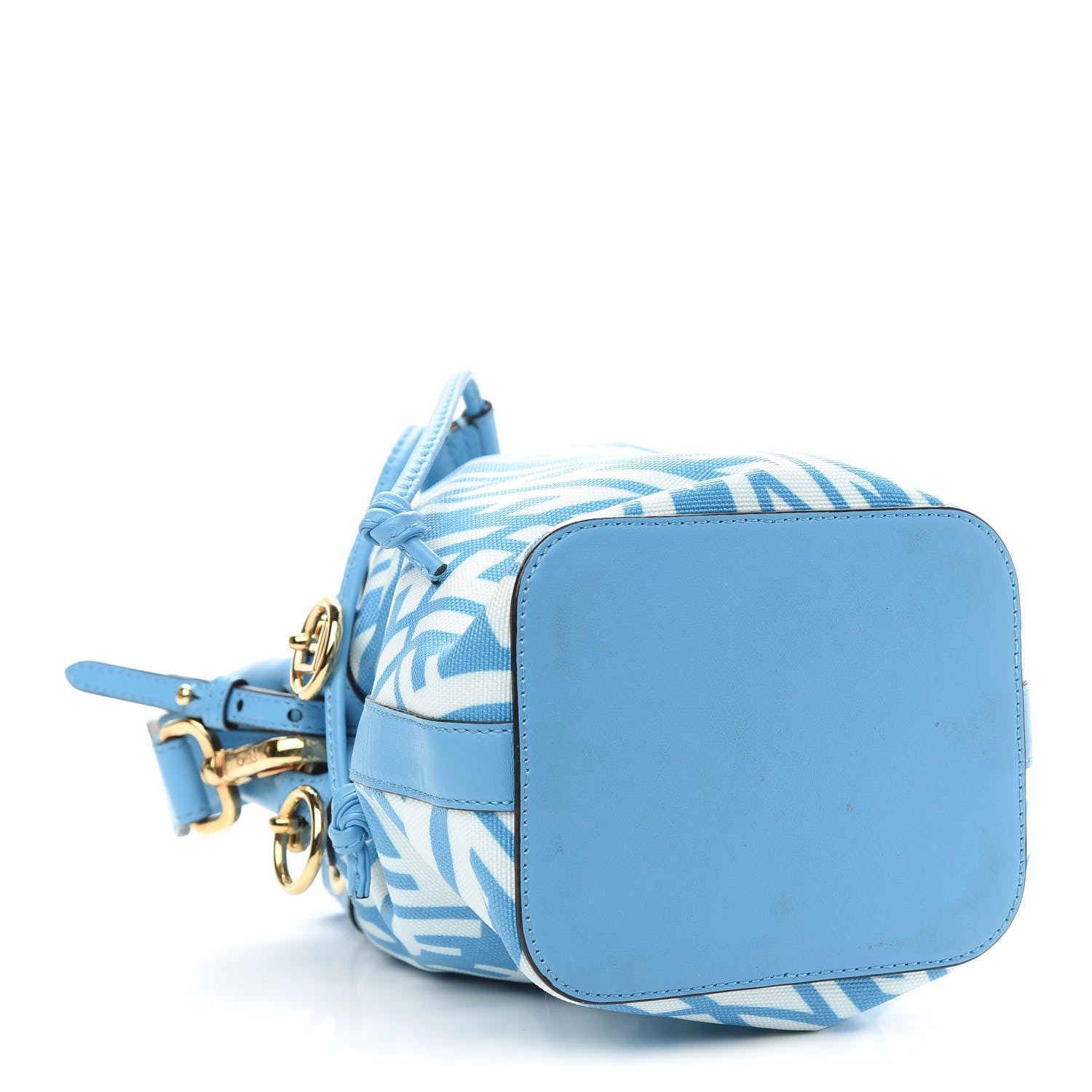 Fendi X SARAH COLEMAN Glazed Canvas Vitello King F is Fendi FF Vertigo Mini Mon Tresor Bucket Bag Cyber Blue White 4 of 11