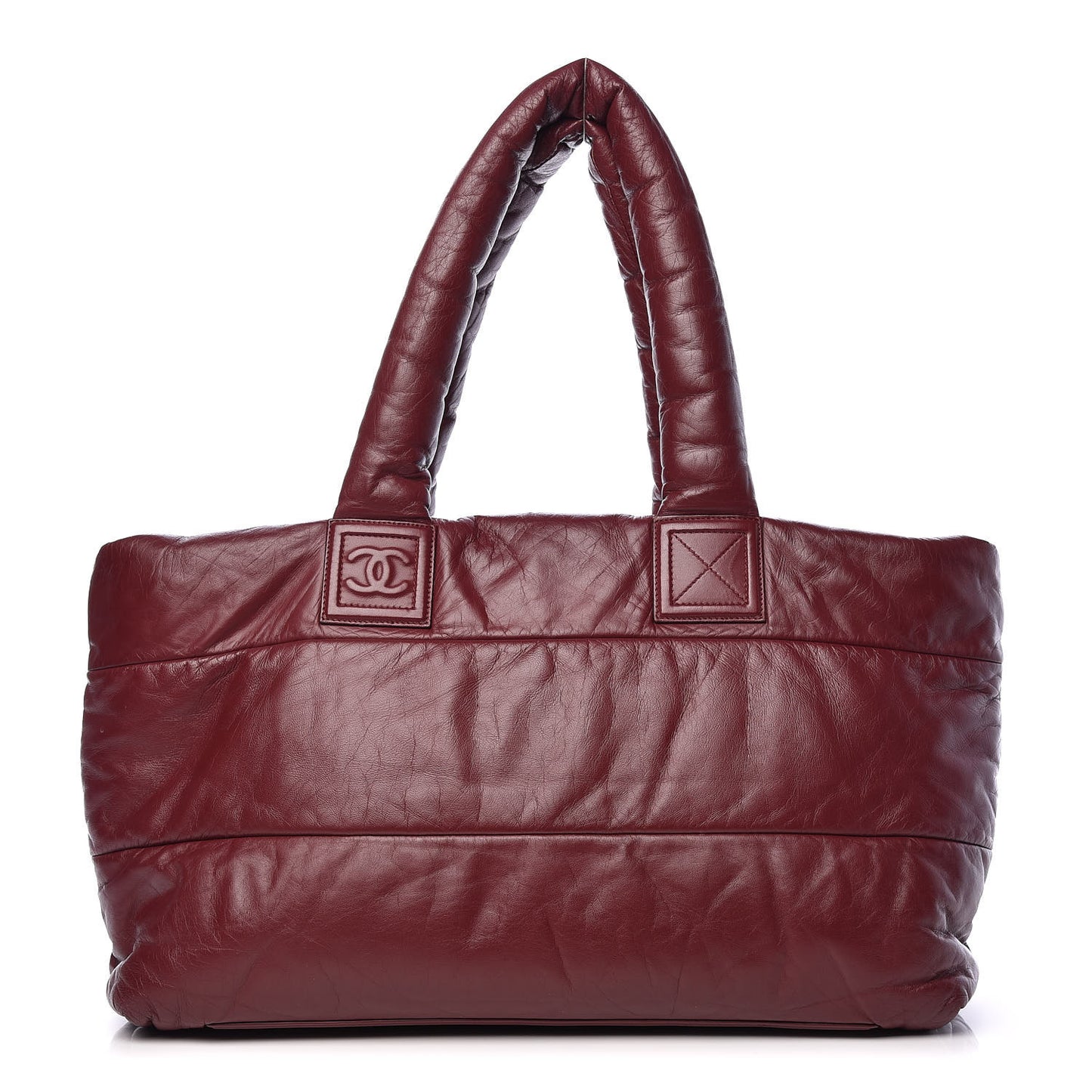 Lambskin Quilted Large Coco Cocoon Tote Burgundy