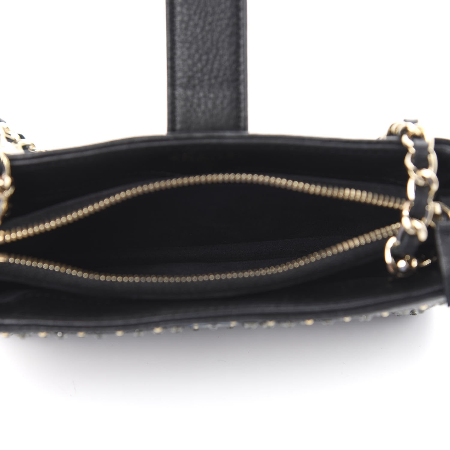Chanel Calfskin Strass Studded Mini Phone Holder Clutch Black 5 of 11