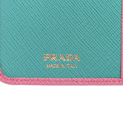Prada Saffiano Colour Metal Compact Wallet Begonia Giada 7 of 10