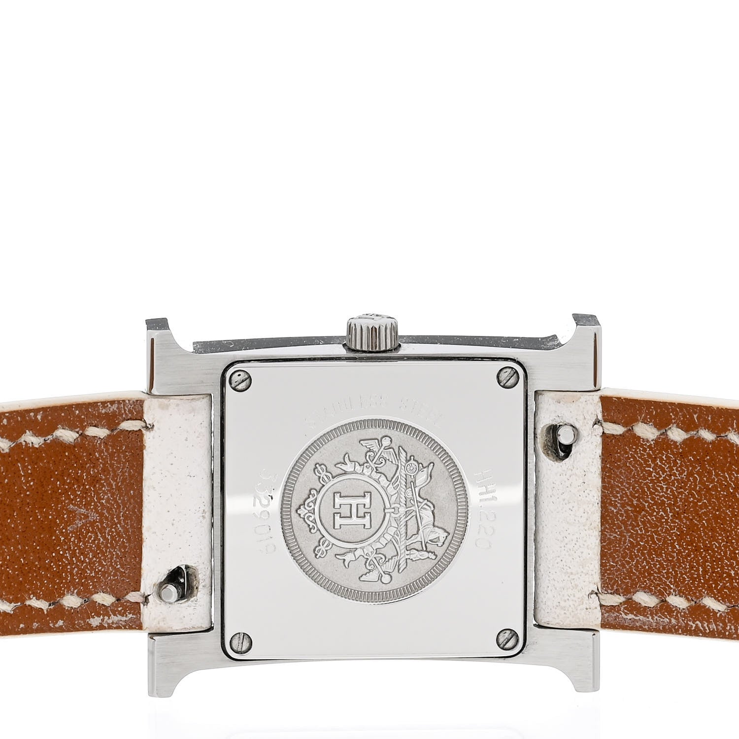 Hermes Stainless Steel Epsom Lacquer 21mm Heure H Hour Quartz Watch Blanc 4 of 4