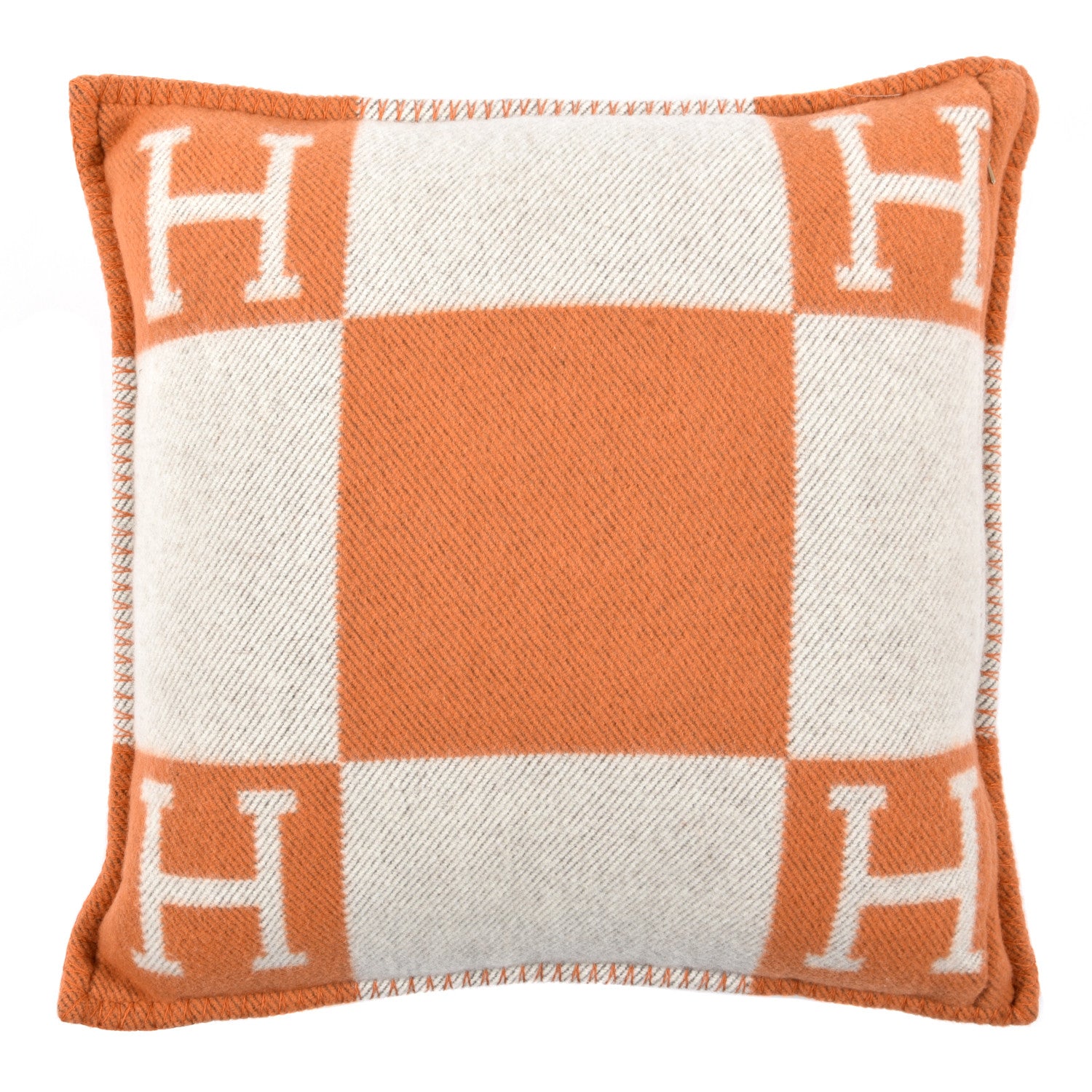 Hermes Wool Cashmere Avalon Pillow PM Ecru Potiron 2 of 3