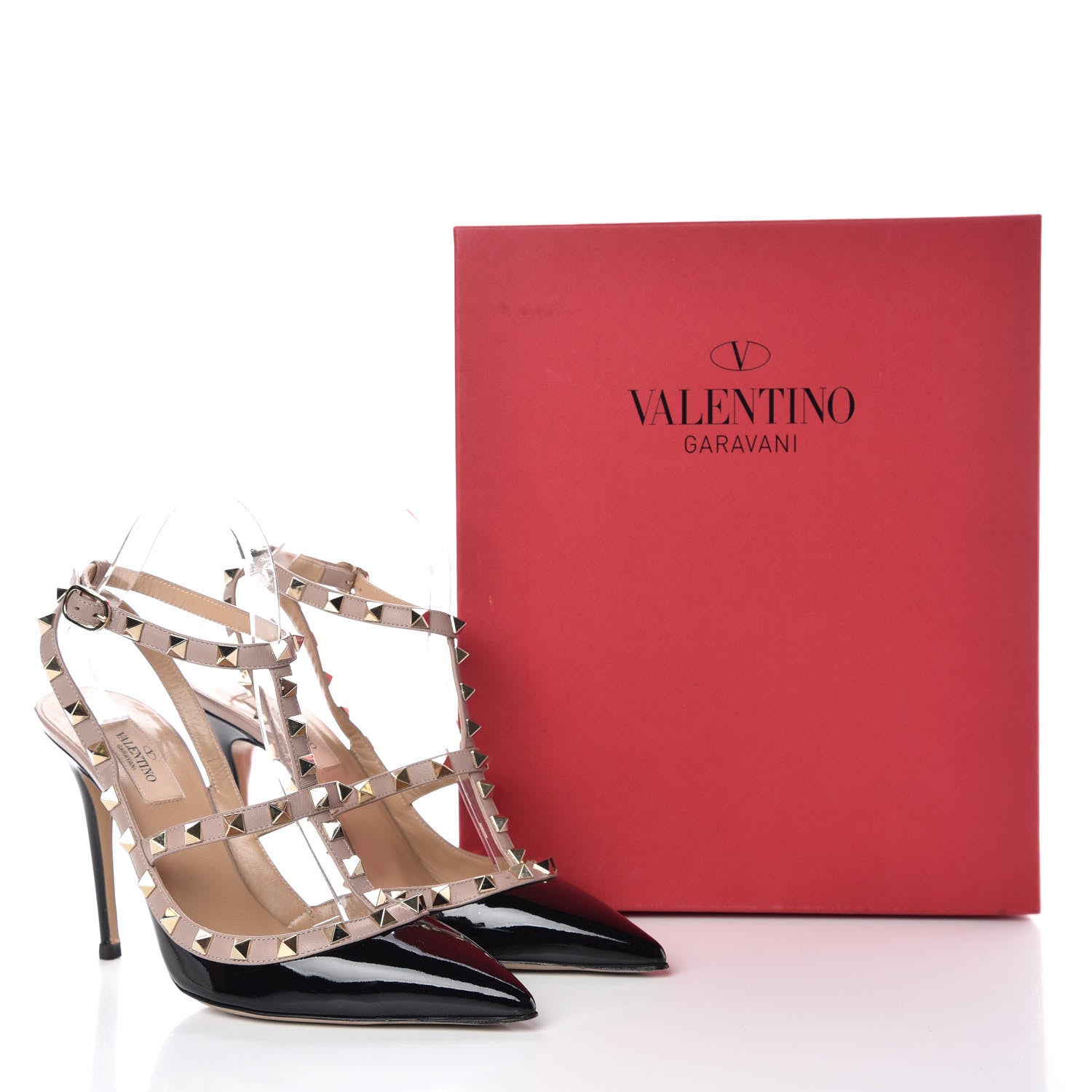 Valentino Garavani Patent Nappa Rockstud Ankle Strap 100mm Pumps 39.5 Black Poudre 14 of 14